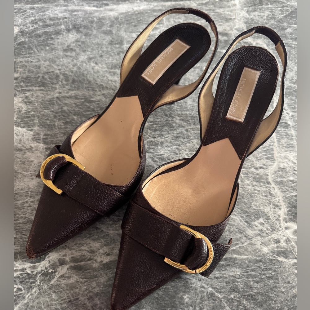 Vintage Michael Kors brown leather slingback heels - Women’s 8